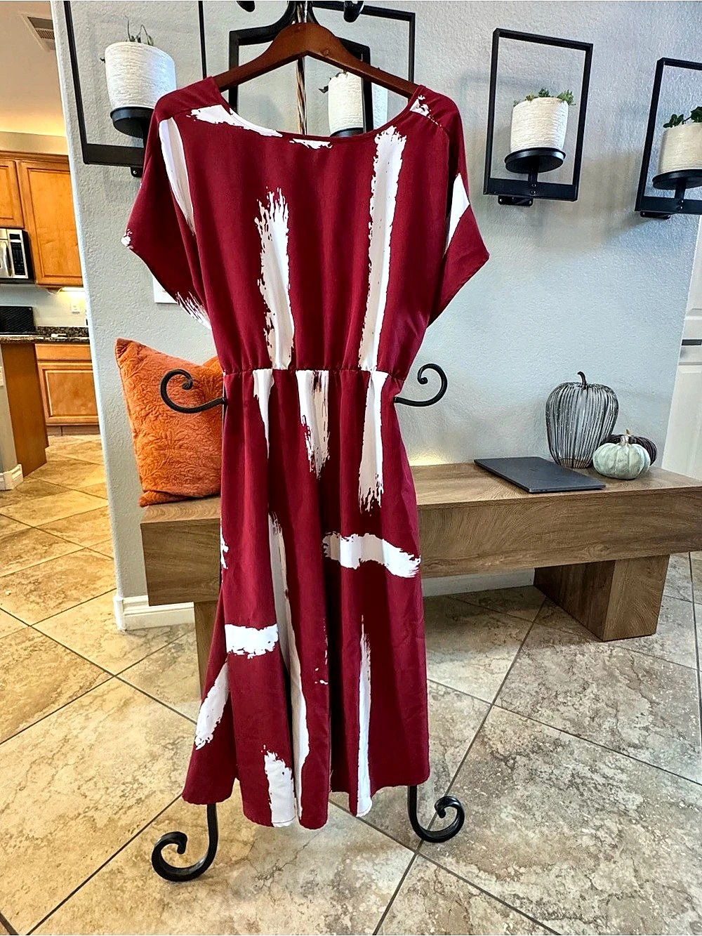 SHEIN Abstract Red & White Dress Size 2XL Like New